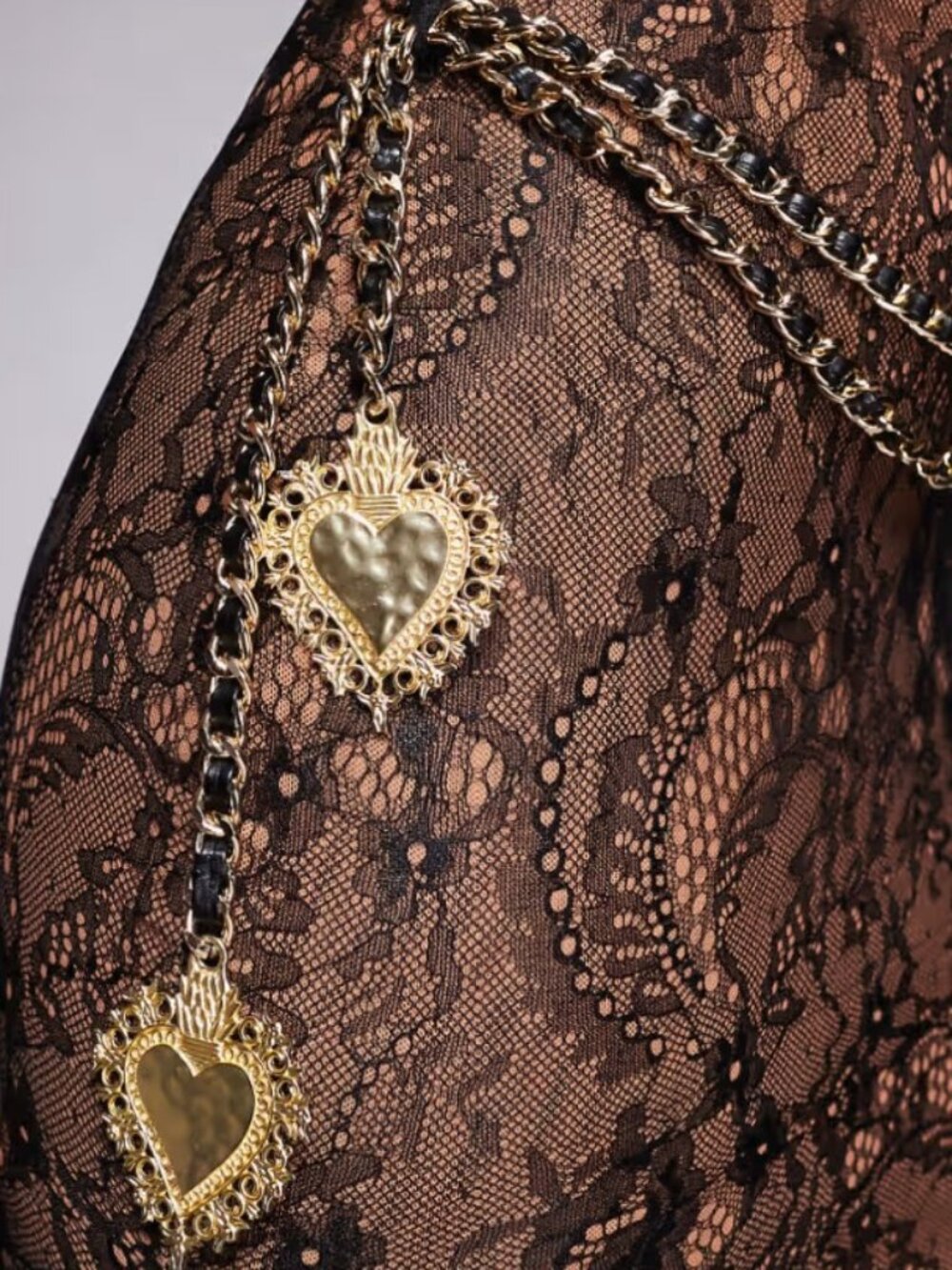 ๐A BOMBSHELL!๐The Dolls House Francesca Black Lace Maxi Skirt w/ Chain & Belt - Picture 14 of 16